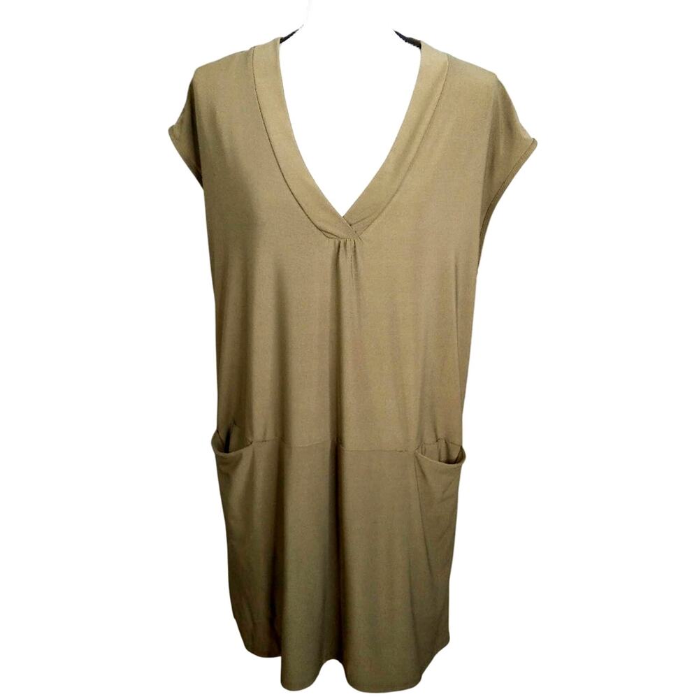 Sandiva V Neck Dolman Sleeve Shirt Dress Large Green